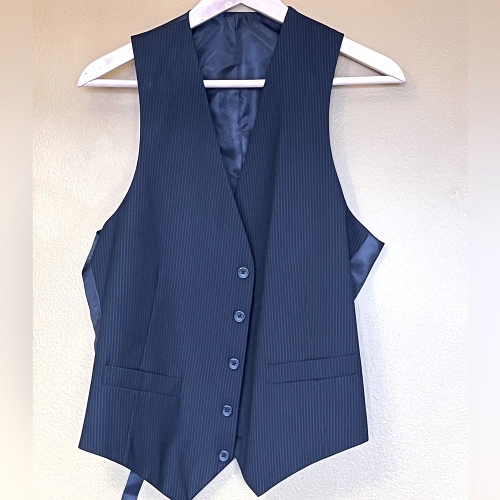 Black pinstriped suit vest